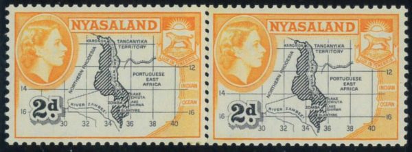 P3930 - NYASSALAND. SG 176 A,  PAIR, MNH, JOINED PAPER !!!!! RRRRR