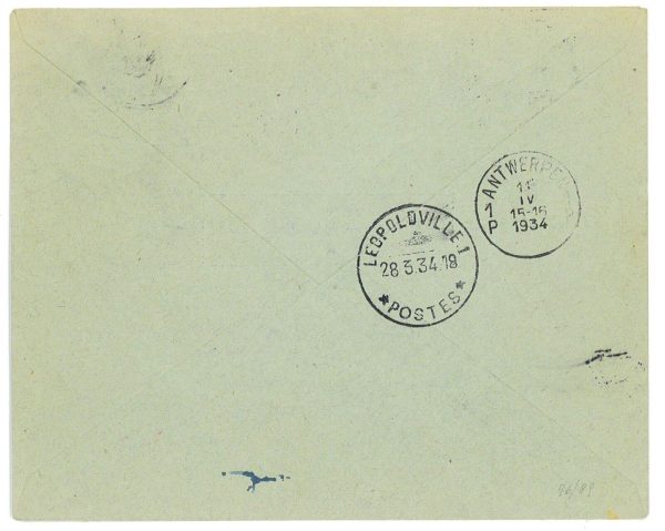 P3590 - AIRMAIL ,BELGIUM  24.3.1934, BRUSSELS- LEOPOLDVILLE AND BACK - immagine 2