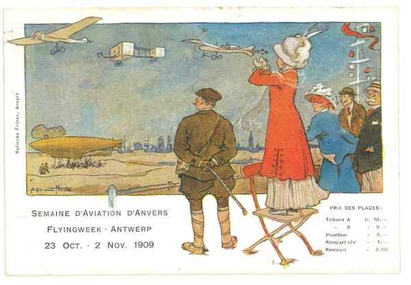 P3594 - AIRMAIL , BELGIUM, 21.10.1909. UNUSUAL HEXAGONAL AMBERES CANCEL - immagine 2