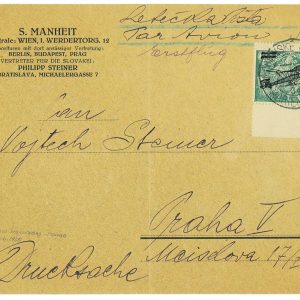P3596 - CZECOSLOVAKIA, MÜLLER 14, 1.6.1925, FIRST FLIGHT FROM MARIENBAD-PRAG