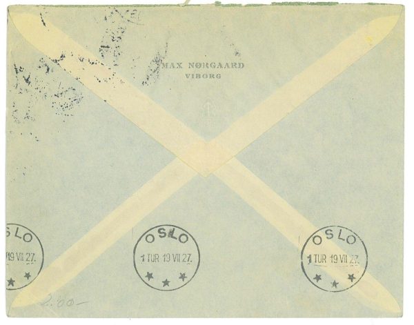 P3597 - AIRMAIL DENMAR KMÜLLER 50, 18.7.1927 COPENHAGEN – OSLO, 95 COVERS FLOWN - immagine 2