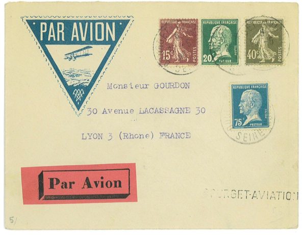P3599 - AIRMAIL , FRANCE 25.5.1926 MÜLLER 38 ONLY 15 PIECES FLOWN!!!!!!!!!!!!!!