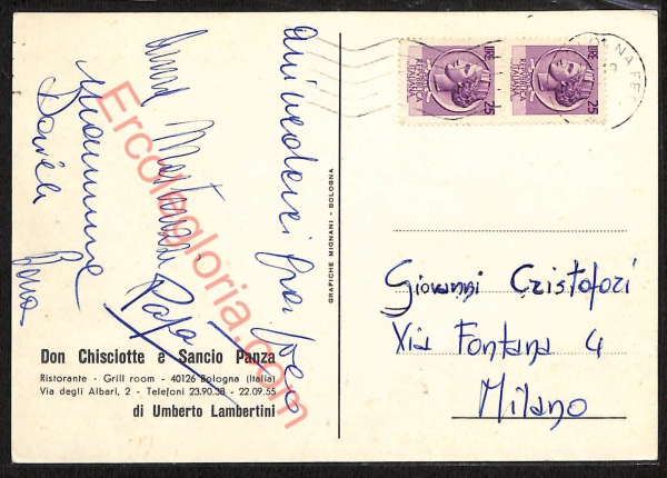 ae2258 - CARTOLINA  D'EPOCA - Bologna Città - Don Chisciotte e Sancio Panza - immagine 2