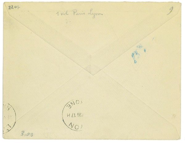 P3599 - AIRMAIL , FRANCE 25.5.1926 MÜLLER 38 ONLY 15 PIECES FLOWN!!!!!!!!!!!!!! - immagine 2
