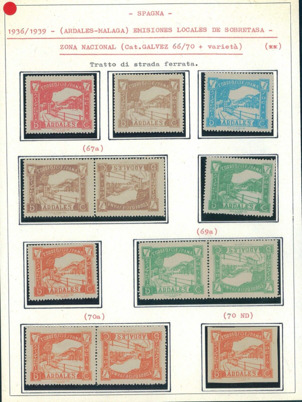 P3098 - SPAIN, CIVIL WAR, ARDALES, VARIOUS STAMPS CAT. GALVEZ 66/70,