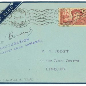 P3617 - AIRMAIL FRANCE 1.5.1939, PERPIGNAN-LIMOGES, MÜLLER 446, VIA AIR BLEU