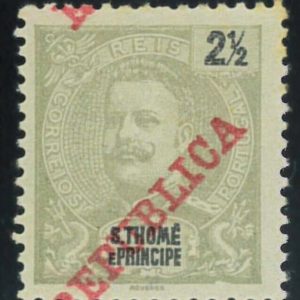 P3951 E - STO. THOME & PRINCE, YVERT, 101, VERY SHIFTED OVERPRINT , MLH