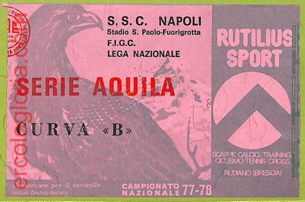 ZA1051  - Vecchio  BIGLIETTO PARTITA  CALCIO -  1977/1978: Napoli