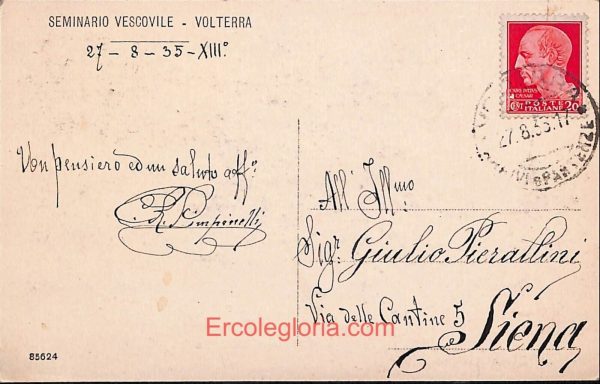 ad7302 - CARTOLINA D'EPOCA - Pisa Provincia - Volterra  1935 - immagine 2