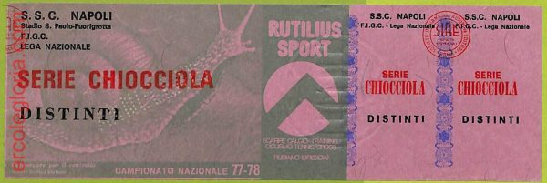 ZA1053  - Vecchio  BIGLIETTO PARTITA  CALCIO -  1977/1978: Napoli