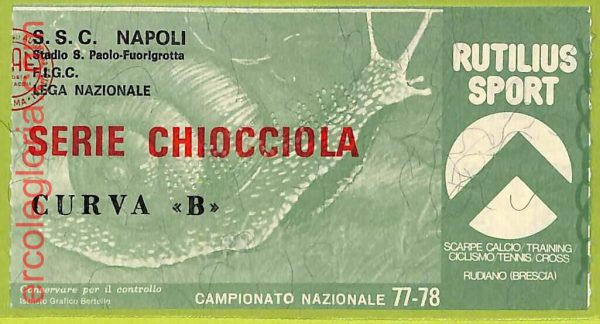 ZA1055 - Vecchio  BIGLIETTO PARTITA  CALCIO -  1977/1978: Napoli