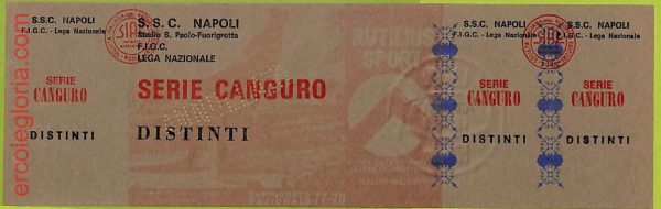 ZA1057 - Vecchio  BIGLIETTO PARTITA  CALCIO -  1977/1978: Napoli