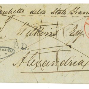 P3180 - ITALIA  , LETTERA DA LIVORNO 1844 PER ALESSANDRIA D’EGITTO DISINFETTATTA