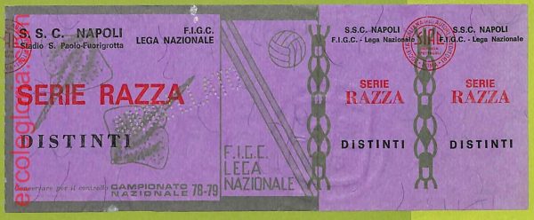 ZA1114 - Vecchio  BIGLIETTO PARTITA  CALCIO -  1978/1979: Napoli