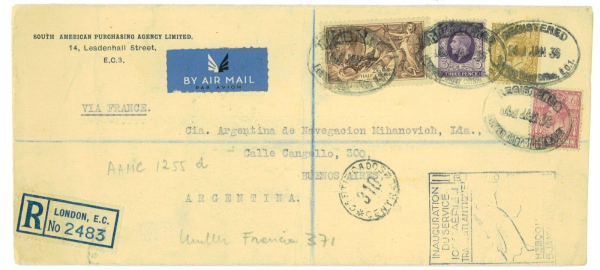 P3643 - FIRST FLIGHT  Great Britain France, 1st 100 % transatlantic