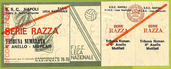 ZA1133 - Vecchio  BIGLIETTO PARTITA  CALCIO -  1978/1979: Napoli