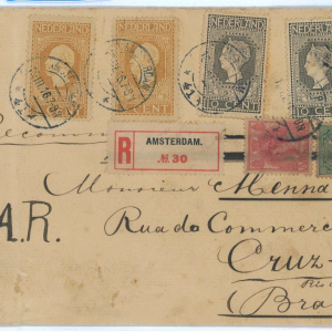 P 1246  - NETHERLANDS 1916 MULTIPLE FRANKING TO BRAZIL