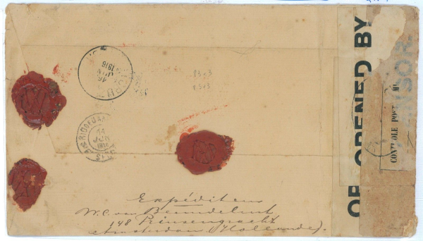 P 1246  - NETHERLANDS 1916 MULTIPLE FRANKING TO BRAZIL - immagine 2