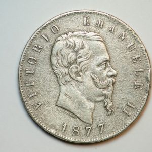 NA0005 - Moneta 5 Lire 1877 Vittorio Emanuele II MB