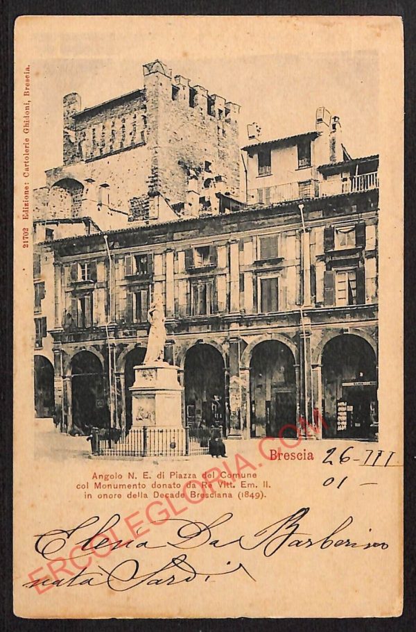 ae4123 - CARTOLINA  D'EPOCA - Brescia Città - Piazza del Comune  1901
