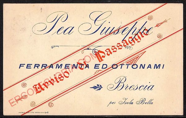 ae4142 - CARTOLINA  D'EPOCA - Brescia Città - Pea  Giuseppe   1902