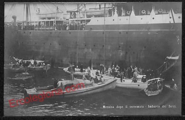 ag8659 - CARTOLINA D'EPOCA - Messina Città - Imbarco dei feriti