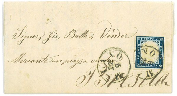 P3190 - SARDEGNA 15 BB 12.9.1859, DA MILANO PER BRESCIA, TESTO INTEGRO.