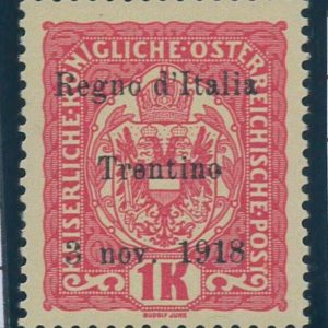 P3877 A - ITALIA REGNO. TRENTINO, SASSO. 15 GOMMA INTEGRA FIRMATO OLIVA