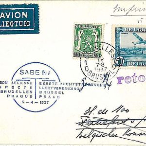 x381 - BELGIUM - POSTAL HISTORY - 1st FLIGHT COVER to  PRAGUE  Mu #211