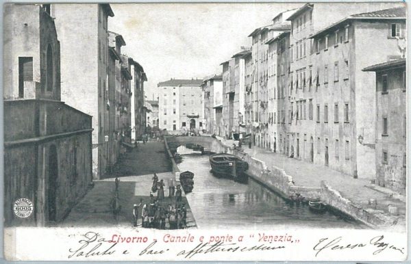 73419 - CARTOLINA d'Epoca: LIVORNO Città -   CANALE e PONTE a  VENEZIA