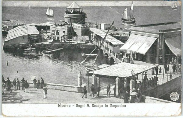 73450  - CARTOLINA d'Epoca: LIVORNO Città -   BAGNI AQUAVIVA  1917
