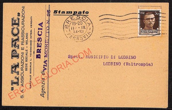 ae4149 - CARTOLINA  D'EPOCA- Brescia ''La Pace'' Assicurazione e Riassicurazioni