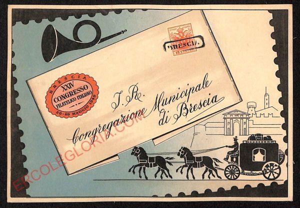 ae4159 - CARTOLINA  D'EPOCA- Brescia Città - XXIV° Congresso Filatelico Italiano