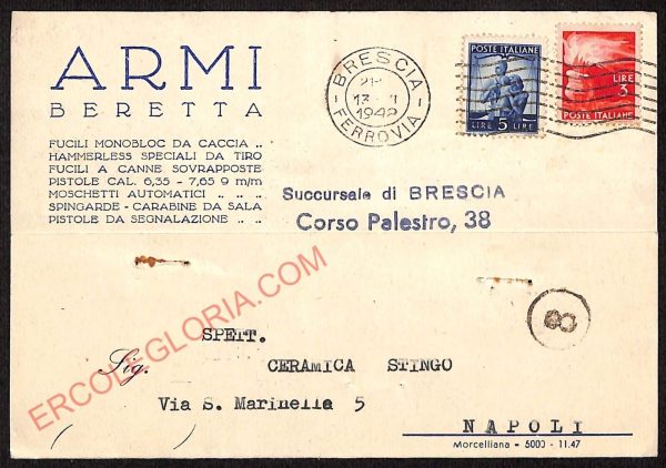 ae4163 - CARTOLINA  D'EPOCA - Brescia Città - ARMI BERETTA