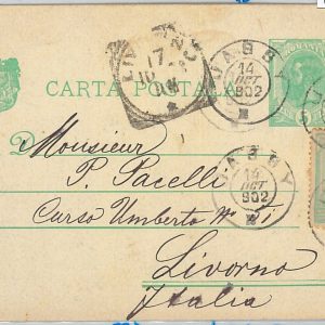 65955 - ROMANIA  -    POSTAL STATIONERY  CARD  to LIVORNO Italy 1902