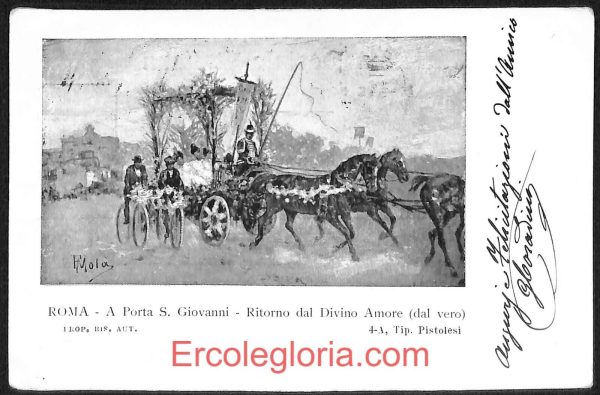 ad7374 - CARTOLINA D'EPOCA- Roma Città - Ritorno dal Divino Amore