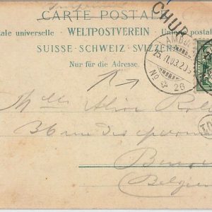 50969 - SWITZERLAND -  POSTAL HISTORY - AMBULANT MARK on CARD to BELGIUM 1903