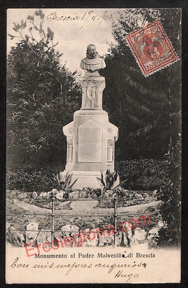 ae4178 - CARTOLINA  D'EPOCA - Brescia Città - Monumento al Padre Malvestite