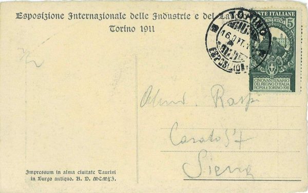 P0460 - Regno - Storia Postale - COMMEMORATIVI Cinquantenario su CARTOLINA 1911