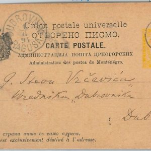 65976 -  MONTENEGRO - POSTAL HISTORY -  STATIONERY  Card # P8 to DUBROVNIK 1894