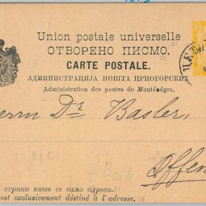 65975 -  MONTENEGRO - POSTAL HISTORY -  STATIONERY  Card # P8  to GERMANY 1893