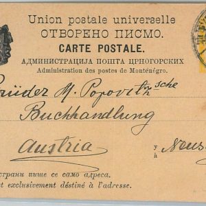 65977 -  MONTENEGRO - POSTAL HISTORY -  STATIONERY  Card # P8  to  AUSTRIA  1901
