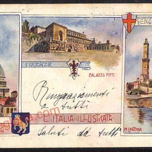 ag1098- CARTOLINA D'EPOCA ILLUSTRATA - Genova -  Palazzo Pitti  1901