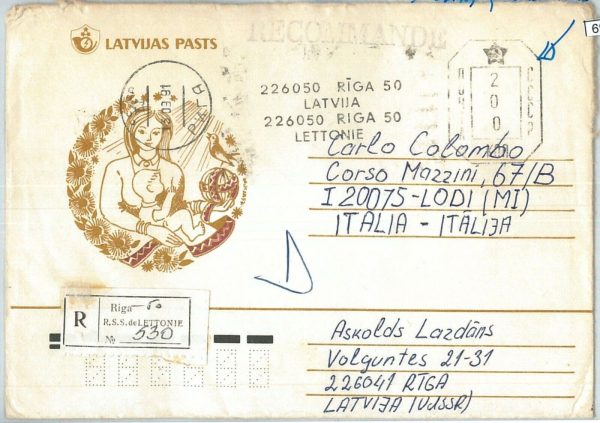 69048 - LATVIA - POSTAL HISTORY - COVER with RUSSIAN mechanical postmark 1991