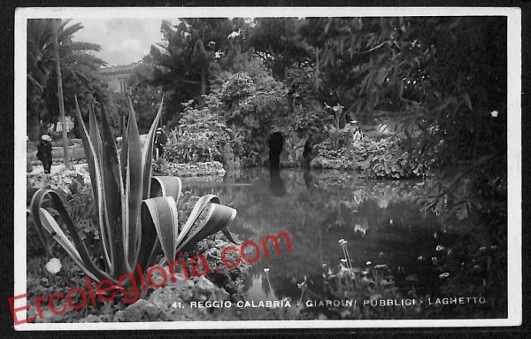 ah9482 CARTOLINA D'EPOCA - Reggio Calabria Città - Giardini Pubblici - Laghetto