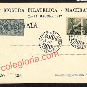 ag7477 - CARTOLINA D'EPOCA - Macerata Città - 1° Mostra Filatelica