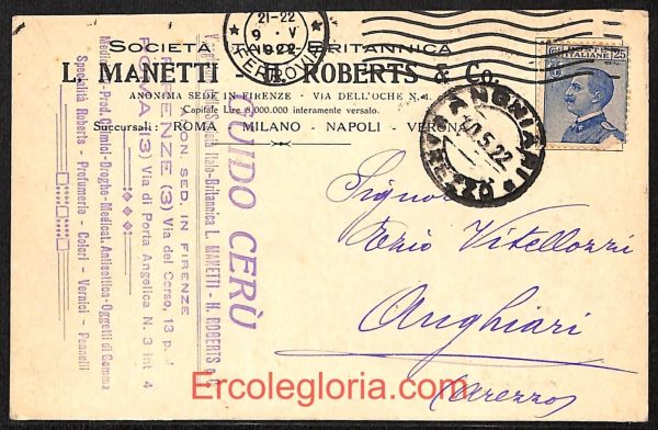 ad7433 - CARTOLINA D'EPOCA - Roma Città - L. Manetti - H. Robert Co.  1922