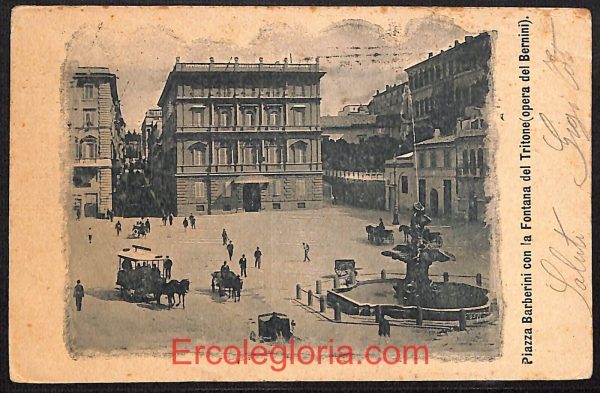 ad7438 - CARTOLINA D'EPOCA - Roma - Piazza Barberini con la Fontana del Tritone