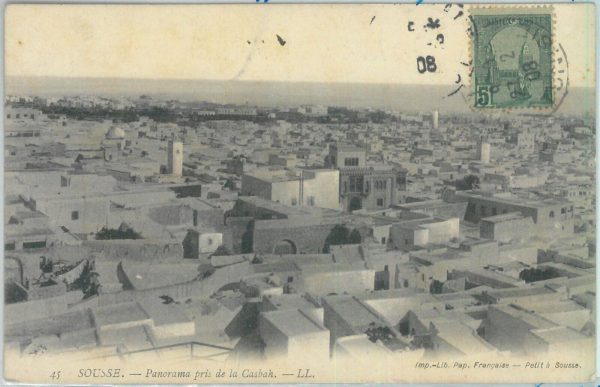 80325  -  TUNISIA  - VINTAGE POSTCARD sent to URUGUAY  - SOUSSE  1908