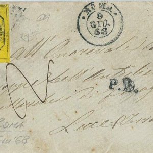 P0469 - ANTICHI STATI  Pontifico - Storia Postale - Sass# 19 7 filetti su BUSTA